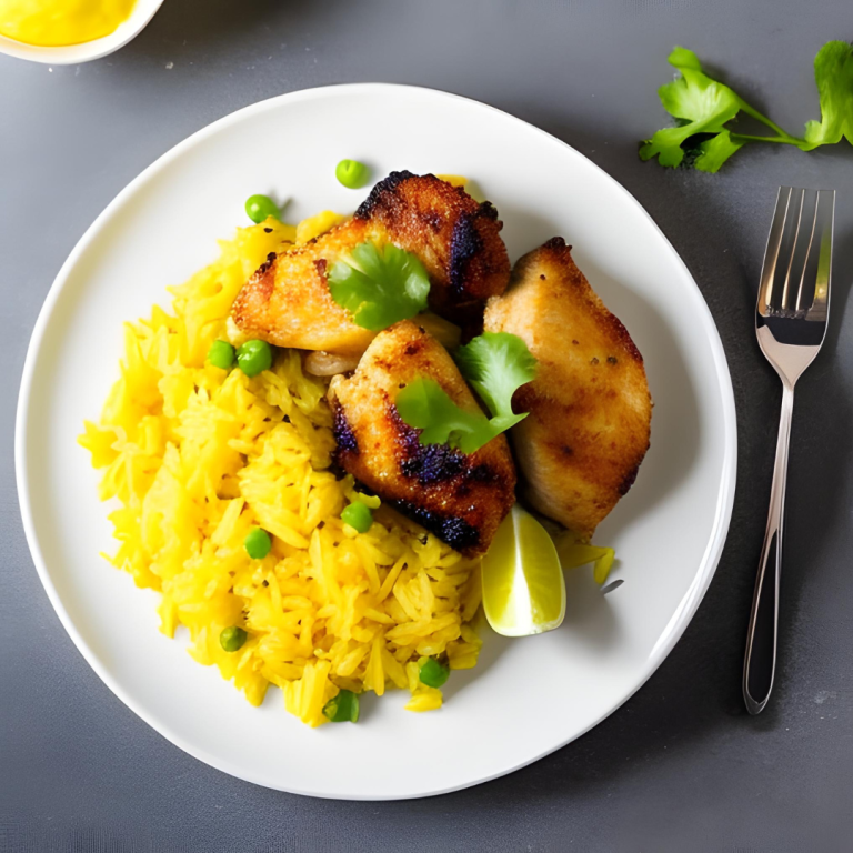 Arroz con pollo: arroz con pollo cocido en un caldo de cilantro y ají amarillo.